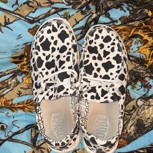 Women’s cow print hey dude